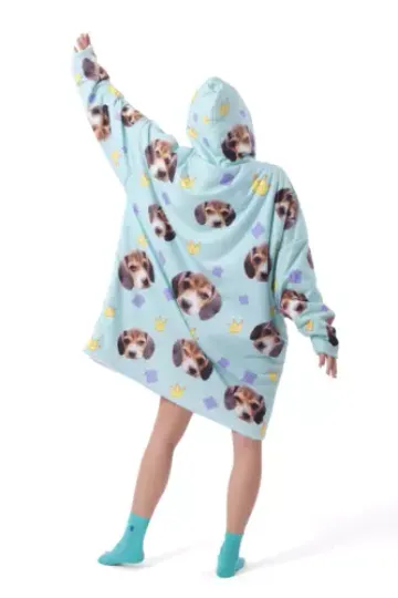 Discover Personalized Dog Sherpa Blanket Hoodie, Pet Name Oversize Blanket Hoodie