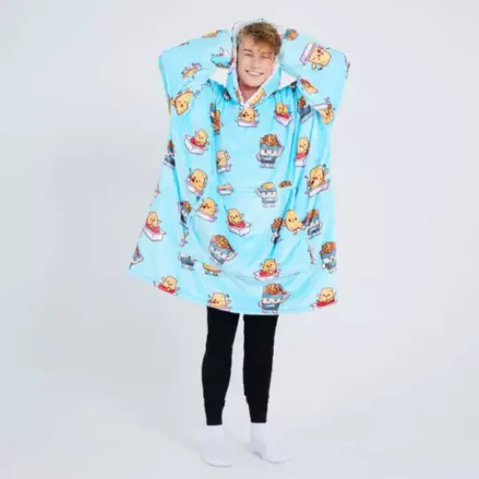Discover Chicken Nuggets & Fries Blanket Hoodie, Fast Food Fan Oversize Blanket Hoodie