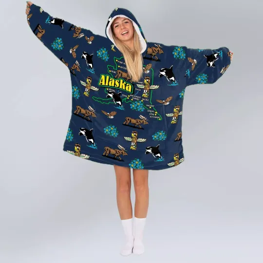 Discover Cute Alaska Cartoon Oversized Blanket Hoodie One Size