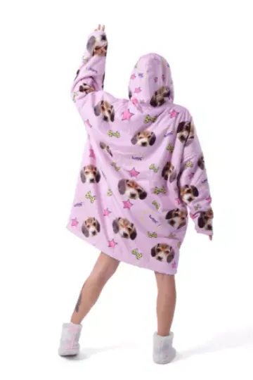 Discover Personalized Dog Photo Sherpa Blanket Hoodie, Pet Lover Oversize Blanket Hoodie