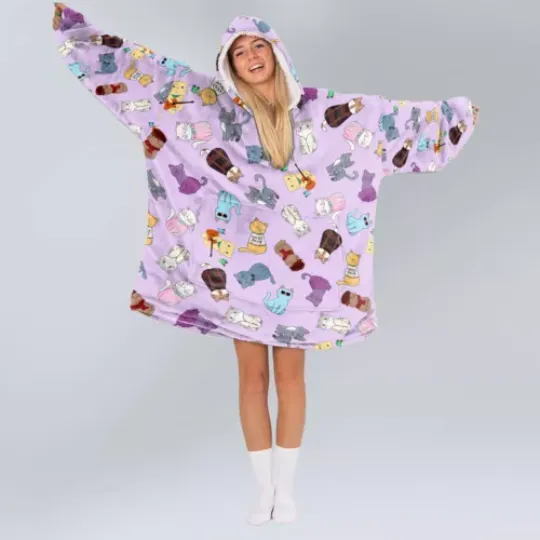Discover Karma Cat Oversized Blanket Hoodie, Custom Karma Cat  Sherpa Blanket Hoodie One Size