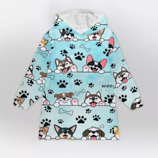 Discover Woof Woof - Dog Mom Oversized Blanket Hoodie One Size