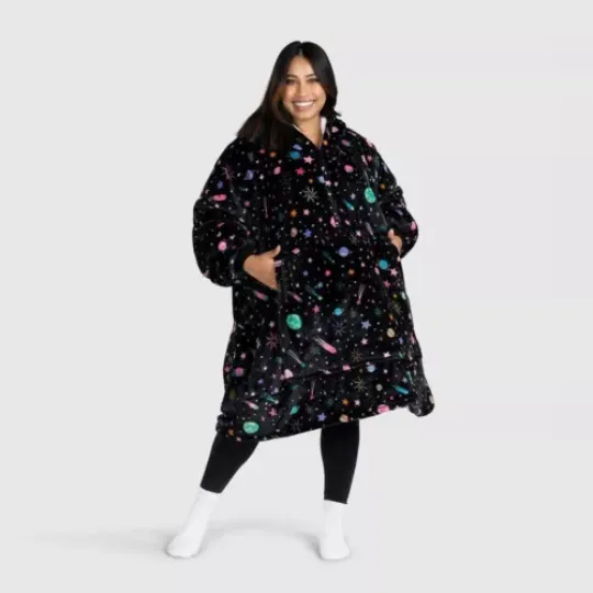 Discover Black Space Maternity Oversized Blanket Hoodie  One Size