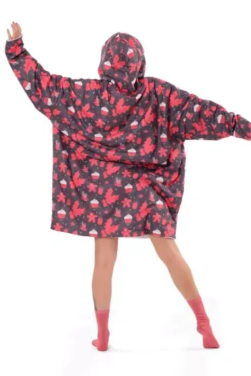 Discover Christmas Cupcake Sherpa Blanket Hoodie, Christmas Gift Oversize Blanket Hoodie