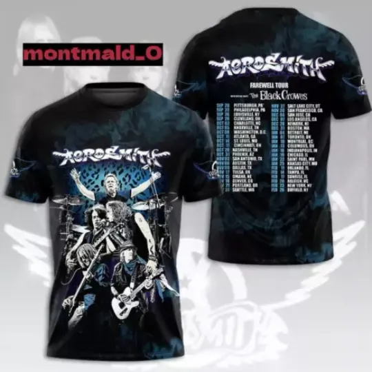 Discover Aerosmith 2024 Peace Out Farewell Tour T-Shirt Music Unisex 3D T-Shirt Gift Fans