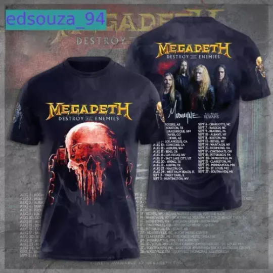 Discover Megadeth Announces Destroy All Enemies Tour Dates 2024 3D Unisex T-Shirt