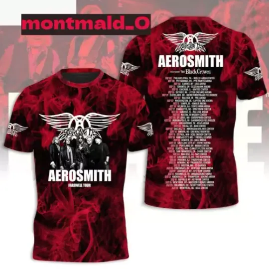 Discover Aerosmith Tour 2024 2025 T-shirt  Aerosmith Peace Out Farewell Tour 3D Shirt