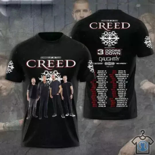 Discover Creed Band Shirt For Men Women Creed 2024 Tour Summer of 99 Tour 3D T Shirt