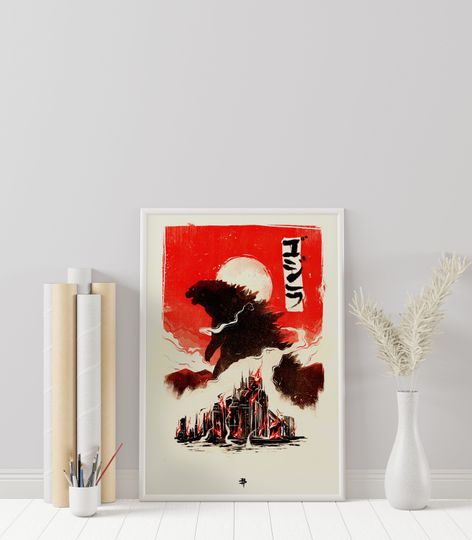 Discover god zilla Movie Poster - god zilla Poster - Minimalist Movie Poster - Vintage Retro Art Print - Custom Poster - Wall Art Print - Gift