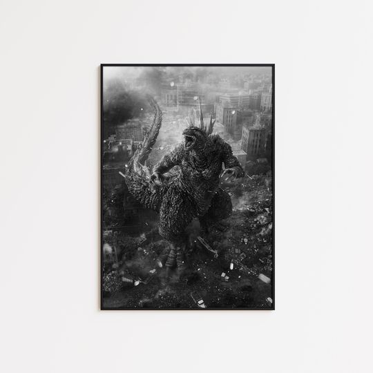 god zilla Minus OnePrint, Gojira -1.0 Poster, Black and White Wall Art, Vintage Wall Art, Photograph Prints, Home Decor, Room Decor