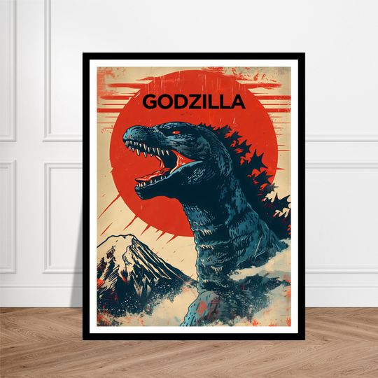 god zilla Poster | Vintage Monster Art Print | Kaiju Wall Decor | Retro Movie Poster