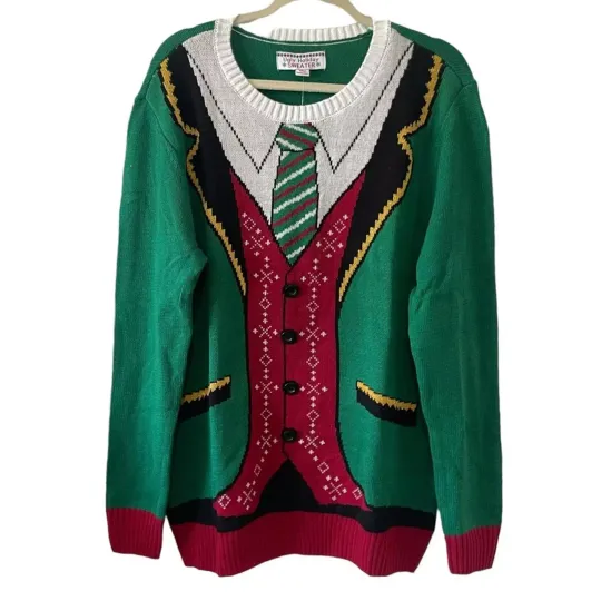 Discover NWT Men’s Christmas Sweater Size XL Red Green Tie Grandpa