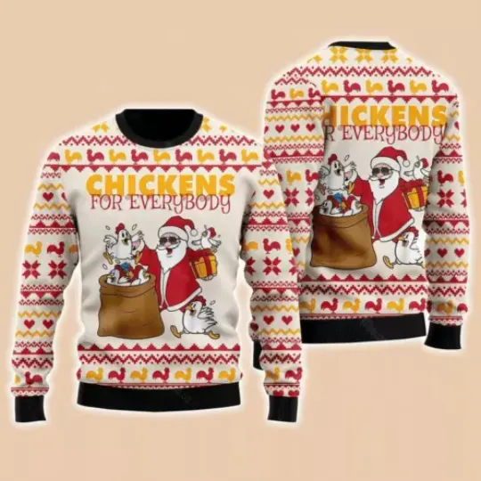 Chicken Comedy Ugly Sweater Funny Chickens Brimming (AOP) Size S-5XL