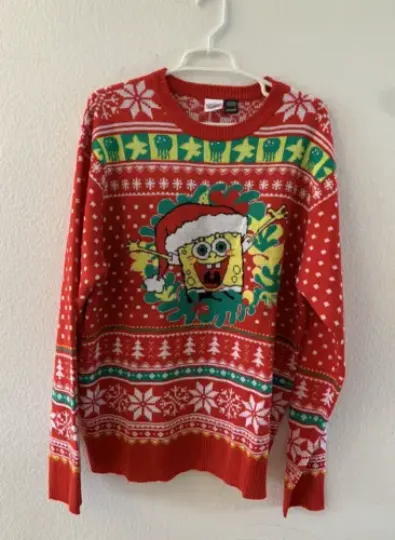 NEW Nick 90s Spongebob Squarepants Mens Ugly Christmas Sweater Size Medium