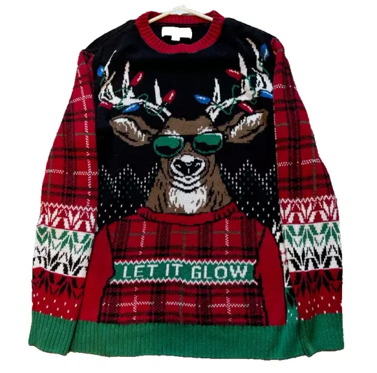 Discover Ugly Holiday Sweater Let It GLOW ( MULTI,LARGE) NWT