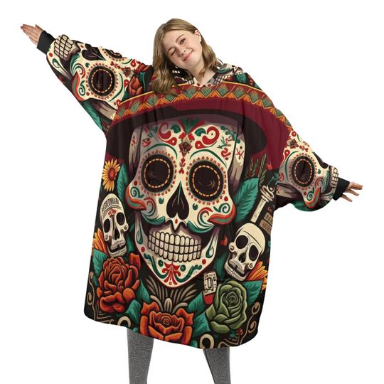 Blanket Hoodie blankets hoodie that is a blanket Chicano Sugar Skull