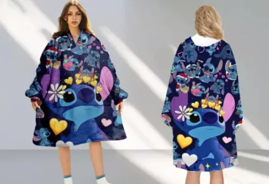 Discover Stitch Blanket Hoodie, Stitch Ohana Oversized Fleece Blanket Hoodie One Size