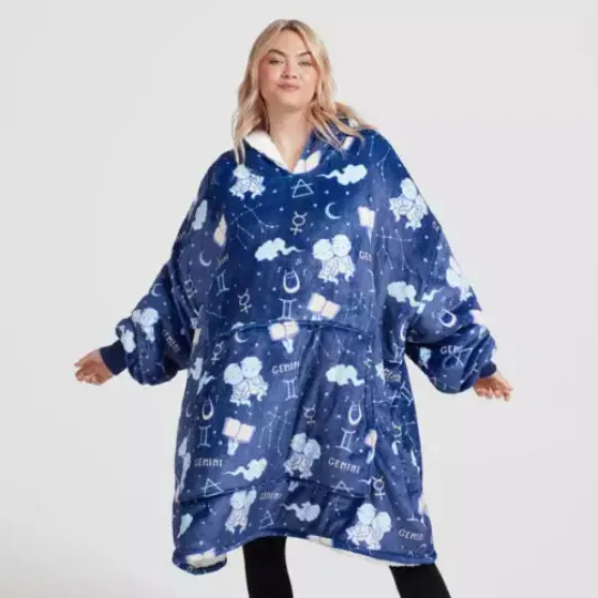 Discover Gemini Oversized Blanket Hoodie, Zodiac Fan One Size