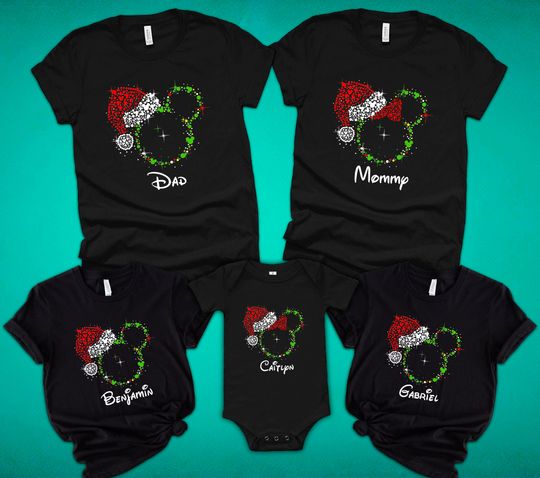 Discover Christmas Family Shirt, Christmas Family Matching Shirt, Custom Christmas Shirt, Mickey and Minnie Christmas Shirt, Mickey Christmas Shirt