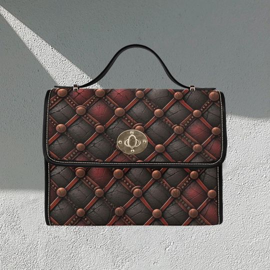 Discover Brown rustic design Lock bag (black shoulder strap, black edging)