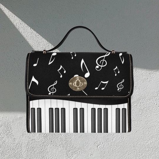 Piano Keys Lock bag (black shoulder strap, black edging)