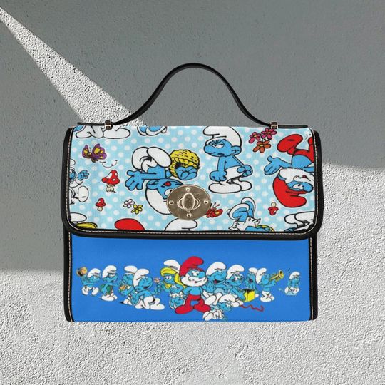 Character blue Smurf Lock bag (black shoulder strap, black edging)