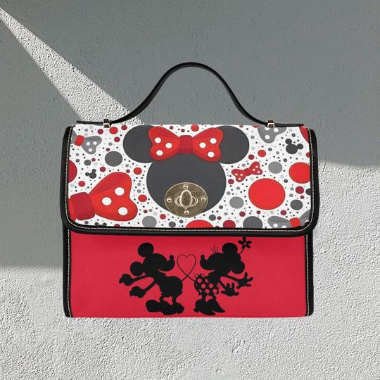 Character Minnie & Mickey Lock bag (black shoulder strap, black edging)