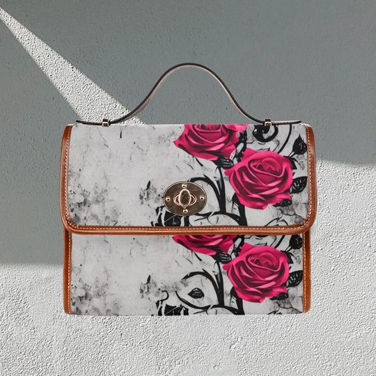 Discover Roses Waterproof Canvas Bag-Brown