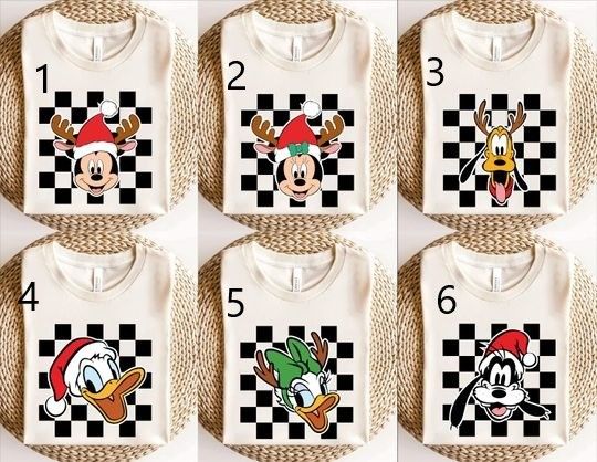Discover Custom Disney Christmas Shirt, Disney Christmas Tee, Disney Family Matching Shirt, Checkered Mickey And Friends Christmas Shirt, Xmas Disney