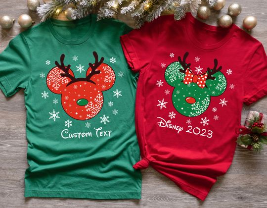 Discover Custom Disney Christmas Shirts, Christmas Vacation TShirt, Disney 2024, Family Matching Tees, Disney Christmas Trip, Christmas Mickey Minnie