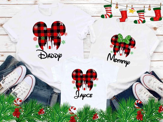 Discover Christmas Family Shirt, Custom Disney Christmas Shirt, Mickey Minnie Christmas Shirt, Custom Family Disney T-shirt, Christmas Outfit