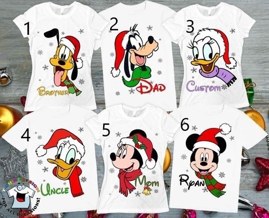 Discover Disney Christmas Shirts, Mickey Minnie Donald Daisy Goofy Pluto, Custom Family Shirts, Holiday Matching Shirts, Personalized Tees