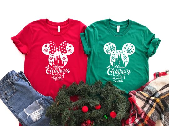 Discover Disney Christmas Shirt, 2024 Disney Christmas Shirts, Matching Disney Vacation Shirt, Disney Castle Christmas Shirt, Merry Christmas shirt,