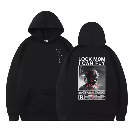 2 sides hoodie hip hop lovers, Cactus Jack Hoodie, LOOK MOM I CAN FLY Hoodie