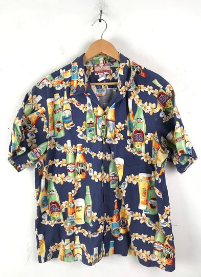 Discover Vintage Mens Beer Hawaiian Shirt, Floral Beer Ale Shirt, Beer Lover Shirt, Beer Hawaiian Shirt, Tropical Summer Shirt, Colorful Hawaiian