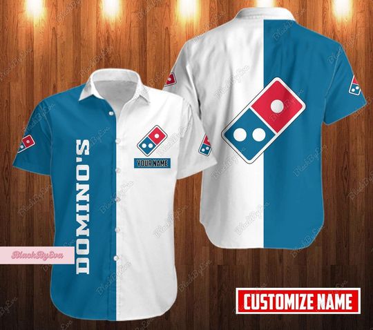 Discover Domino Pizza Shirt, Domino Pizza Hawaii Shirt, Fast Food Shirt, Domino Pizza Men Shirt, Button Down Shirt, Personalized Pizza Shirt