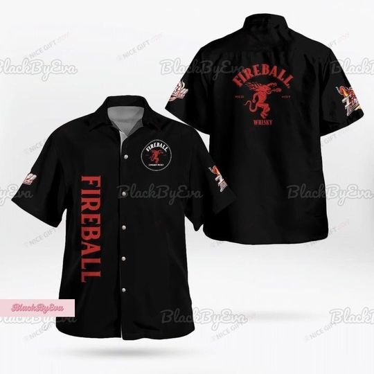 Fireball Shirt, Fireball Hawaii Shirt, Fireball Button Shirt, Fireball Whiskey Beer Shirt, Whisky Summer Shirt, Button Up Shirt