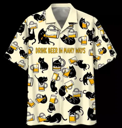 Discover Black Cat Beer Hawaiian shirt/ cute, christmas gift, aloha