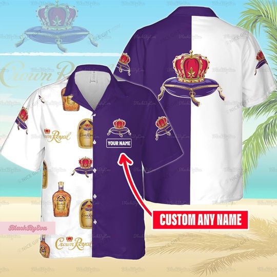 Discover Crown Royal Button Shirt, Crown Royal Hawaii Shirt, Crown Royal Shirt, Royal Whiskey Shirt, Custom Name Shirt, Button Down Shirt