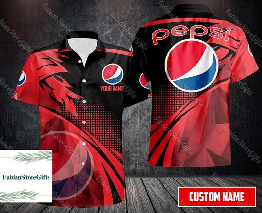 Pepsi Button Shirt, Pepsi Button Shirt Men, Pepsi Shirt, Hawaiian Shirts Men, Personalized Button Shirt, Drinking Party Shirt, Birthday Gift