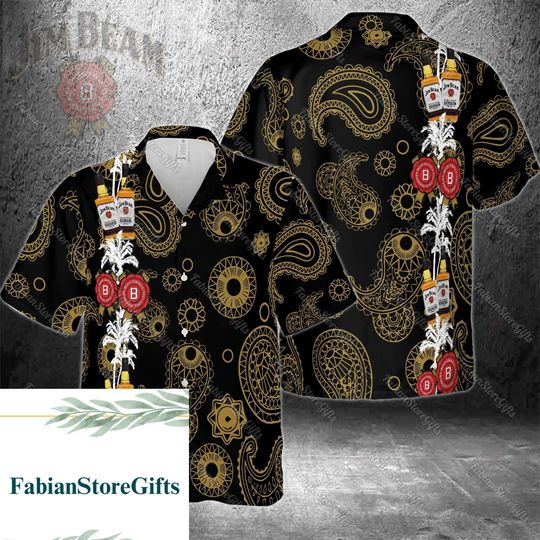 Halloween Jim Beam Shirt, Jim Beam Whisky Shirt, Jim Beam Button Shirt, Jim Beam Hawaiian Shirt, Button Up Shirt, Hawaiian Aloha Shirt