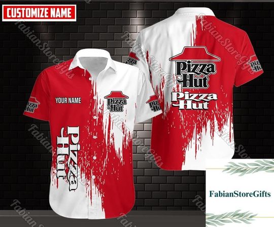 Discover Pizza Hut Button Shirt, Pizza Lover Shirt, Pizza Fast Food Shirt, Personalized Button Shirt, Summer Gift, Bachelor Party Shirt, Mens Shirt