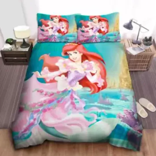 Discover Disney Princess Ariel With A Roses Dress Quilt Duvet Cover Set Bed Linen