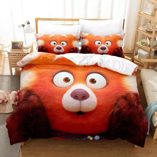 Discover Cartoon Disney Movie Turning Red #8 Quilt Duvet Cover Set Double Queen Soft
