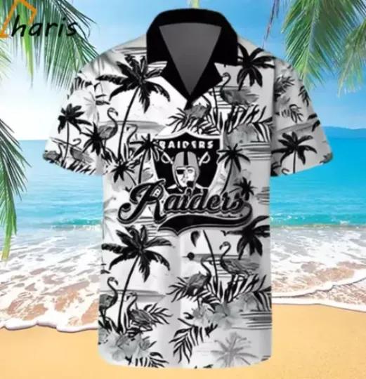 Flamingo Hibiscus Las Vegas Raiders Hawaiian Shirt