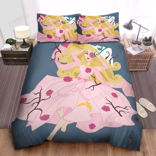 Discover Disney Princess Aurora Surrounded By Roses Quilt Duvet Cover Set Super King