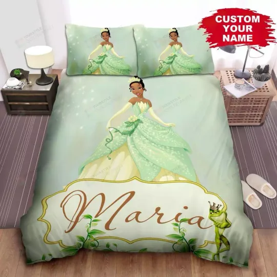 Discover Personalized Disney Princess Tiana In Stunning Dress Quilt Duvet Cover Set