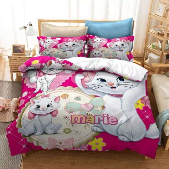 Discover Disney Marie Cute Cartoon Cat Girls Gift #7 Quilt Duvet Cover Set Bedspread
