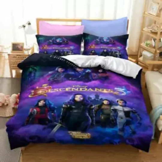Discover Disney Film Descendants 3 #5 Quilt Duvet Cover Set Pillowcase King Soft Bedding