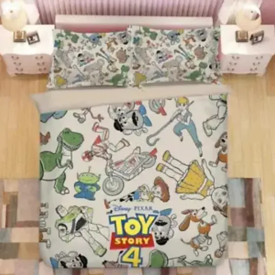 Discover Disney Pixar Toy Story 4 Pattern Quilt Duvet Cover Set Comforter Cover